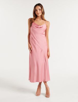 Opal Petite Cowl Satin Midi Dress