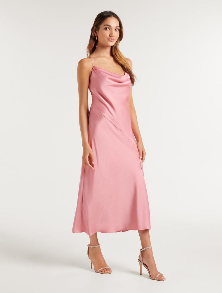 Opal Petite Cowl Satin Midi Dress