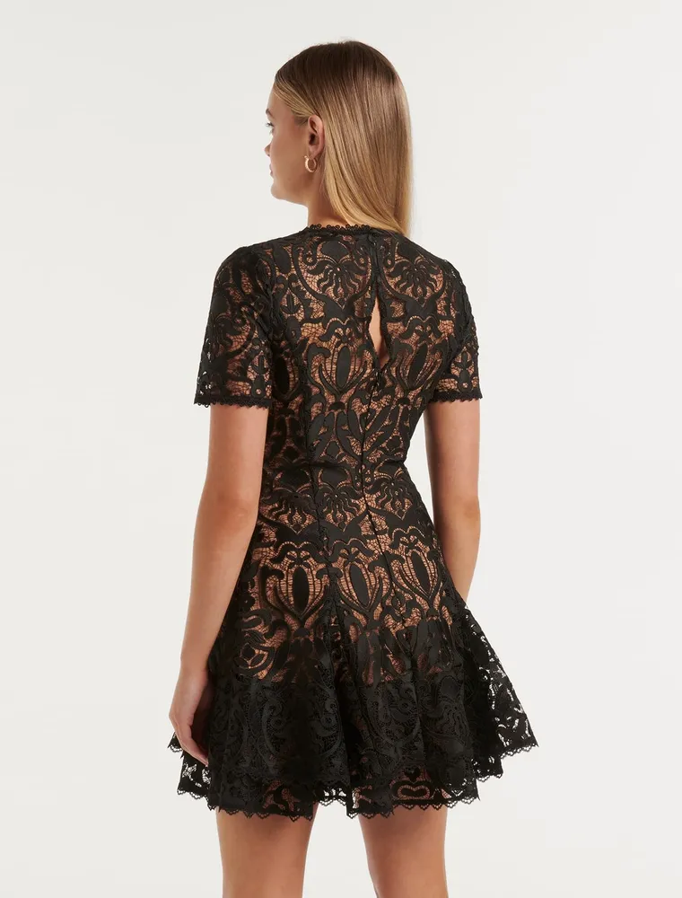 Cornelia Layered Lace Mini Dress Black - 0 to 12 Women's Dresses