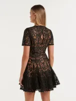 Cornelia Layered Lace Mini Dress Black - 0 to 12 Women's Dresses