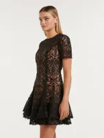 Cornelia Layered Lace Mini Dress Black - 0 to 12 Women's Dresses