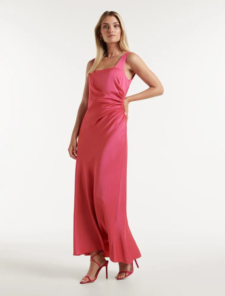Winnie Square Neck Ruched Midi Dress