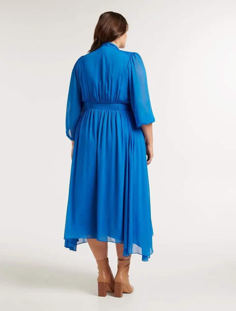 Nichola Curve 3/4 Sleeve Midi Dress Blue - 12 to 18 Women's Plus Dresses