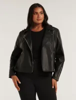 Heidi Curve Faux Leather Biker Jacket