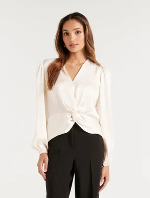 Christale Petite Twist Satin Blouse