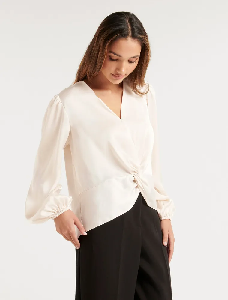 Christale Petite Twist Satin Blouse