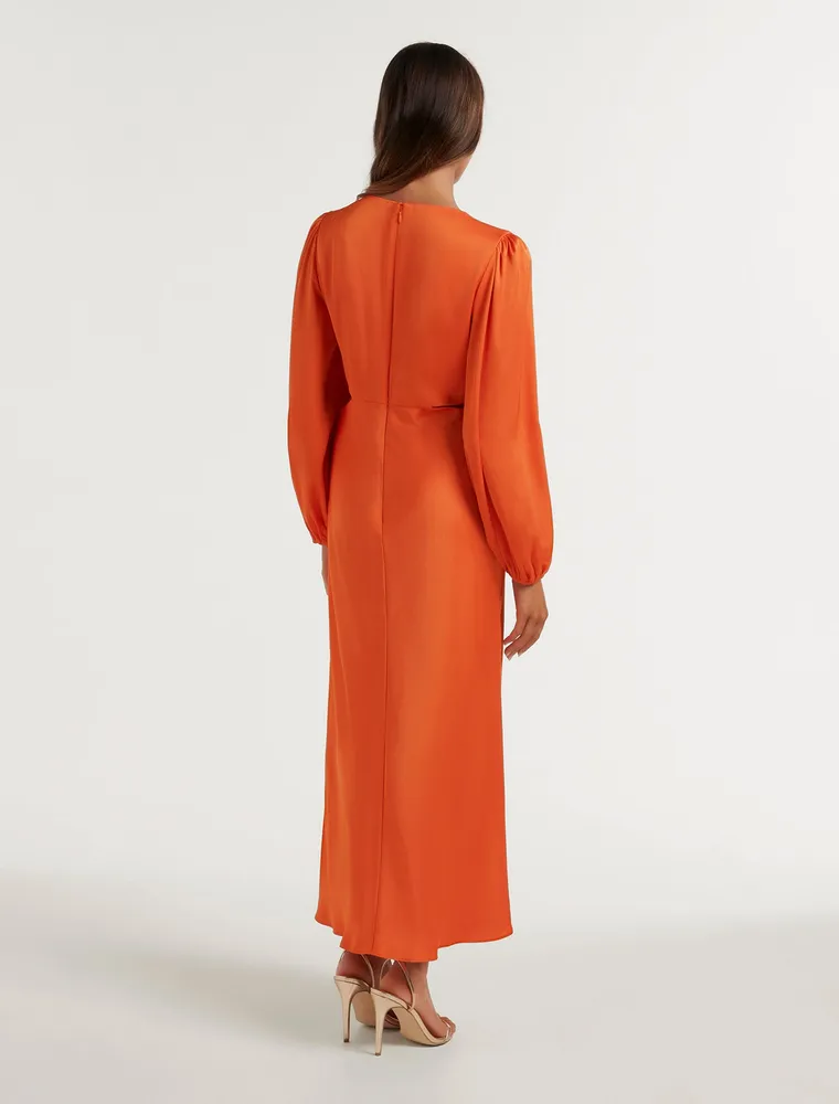 Giselle Petite Cut-Out Midi Dress in Orange - Size 0 to 12 - Women's Petite Midi Dresses