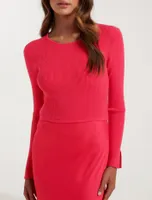 Alicia Petite Satin Knit Dress Pink - 0 to 12 Women's Dresses