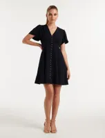Elodie Flutter-Sleeve Dress