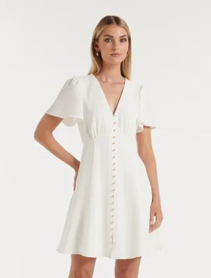 Elodie Flutter-Sleeve Dress