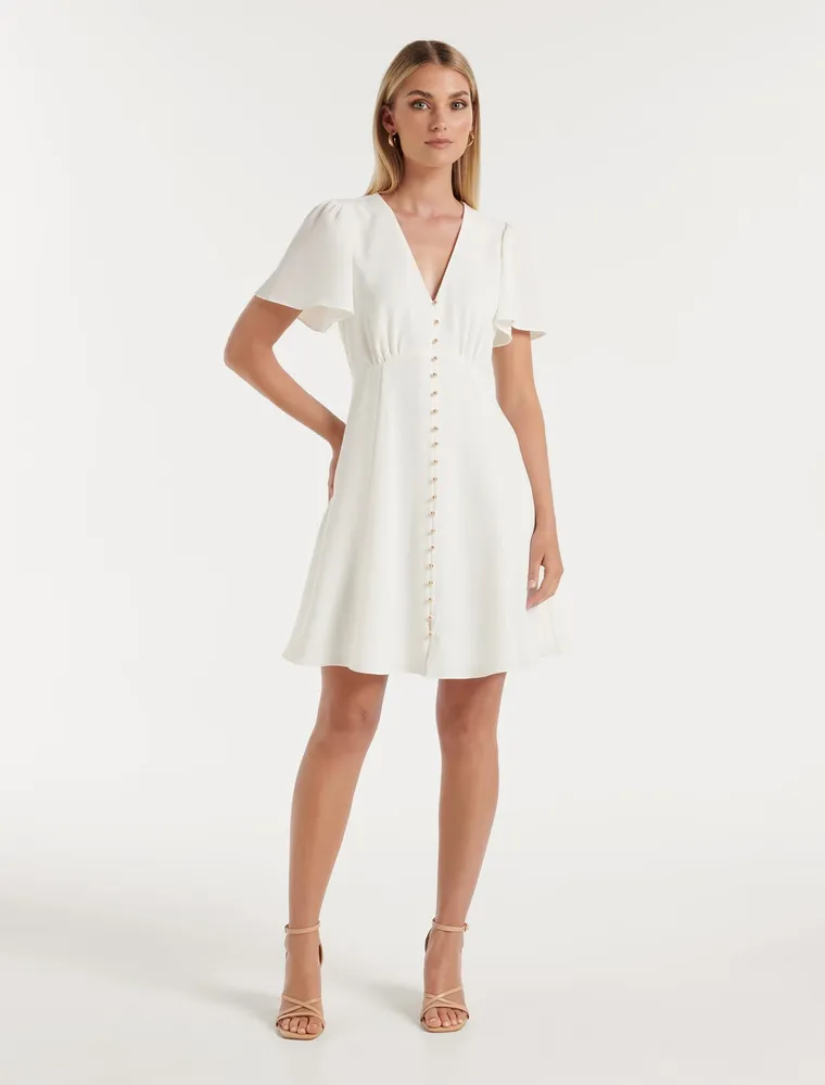 Elodie Flutter-Sleeve Dress