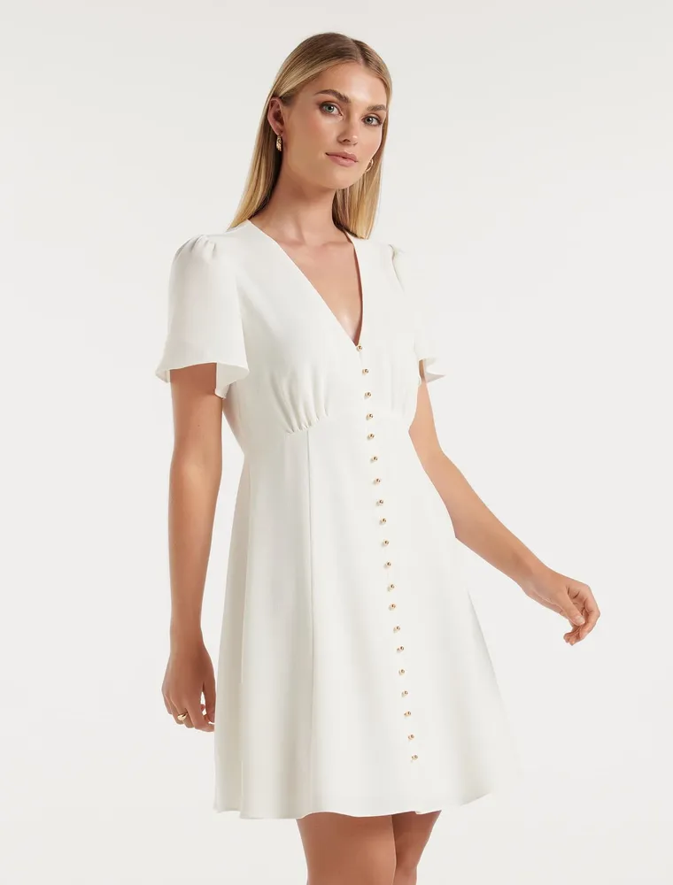 Elodie Flutter-Sleeve Dress