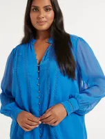 Fifi Curve Trim Spliced Blouse