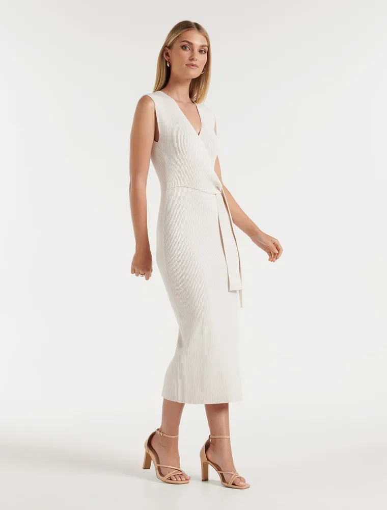 Jacinta Front-Tie Midi Knit Dress