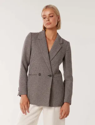 Kate Double-Breasted Blazer Red/Navy Check - 0 to 12 Women's Blazers