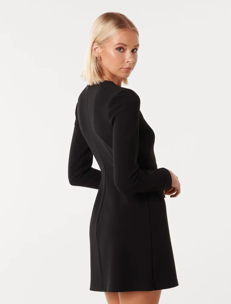 Jinny Long-Sleeve Mini Dress in Black - Size 0 to 12 - Women's Mini Dresses