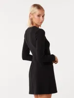 Jinny Long-Sleeve Mini Dress in Black - Size 0 to 12 - Women's Mini Dresses
