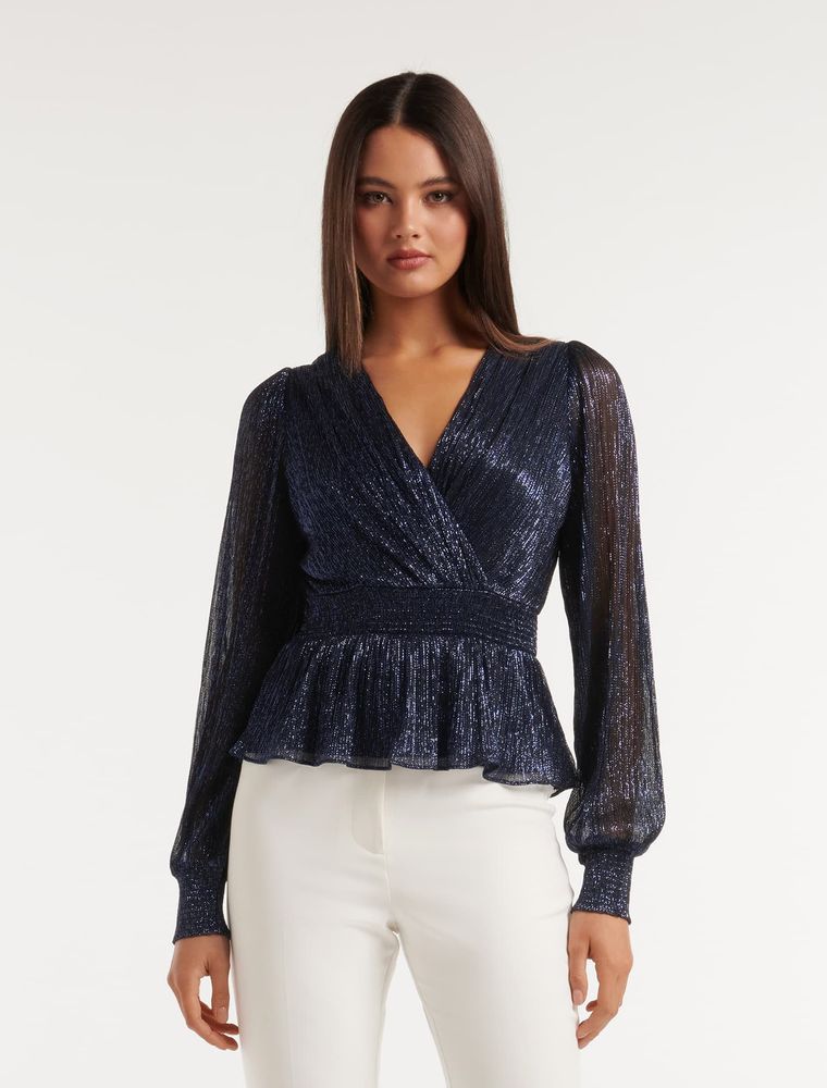 Hailey Plisse Wrap Top