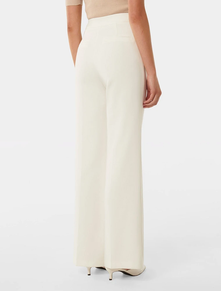 Sara Button Detail Wide-Leg Pants