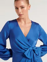 Mirella Wrap Satin Midi Dress