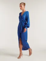 Mirella Wrap Satin Midi Dress