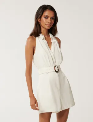 Rhianna Petite Belted Romper in White - Size 0 to 12 - Women's Rompers