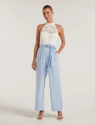 Clara Petite Lace Halter Jumpsuit