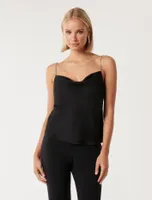 Rosalie Diamante-Strap Cowl Cami