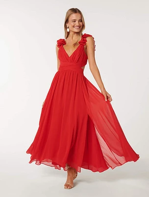 Selena Ruffle Shoulder Maxi