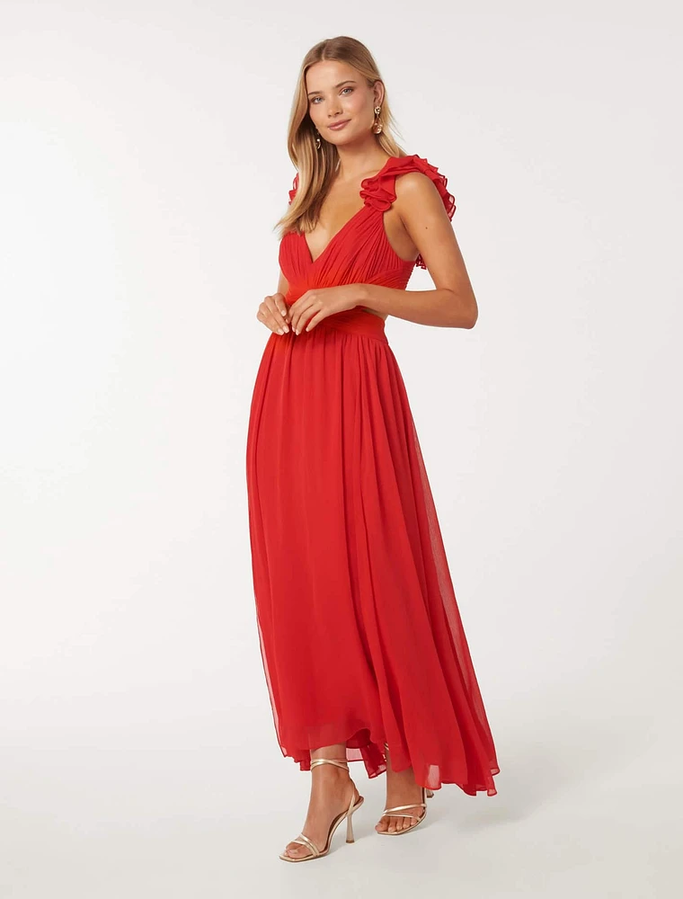 Selena Ruffle Shoulder Maxi