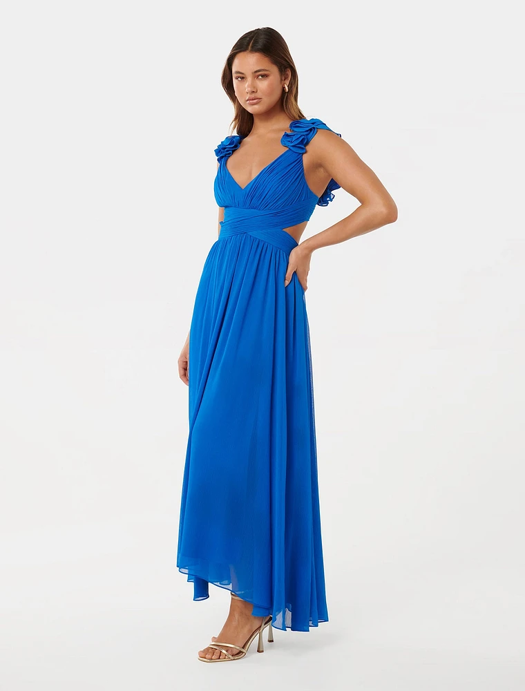 Selena Ruffle Shoulder Maxi