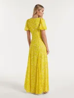 Hayden Puff-Sleeve Maxi Dress in Yellow - Size 0 to 12 - Women's Maxi Dresses
