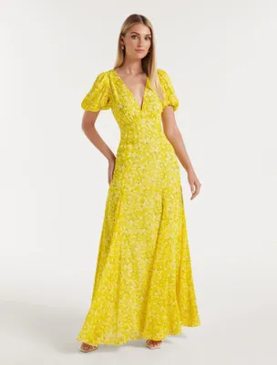 Hayden Puff-Sleeve Maxi Dress