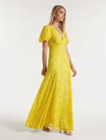 Hayden Puff-Sleeve Maxi Dress in Yellow - Size 0 to 12 - Women's Maxi Dresses