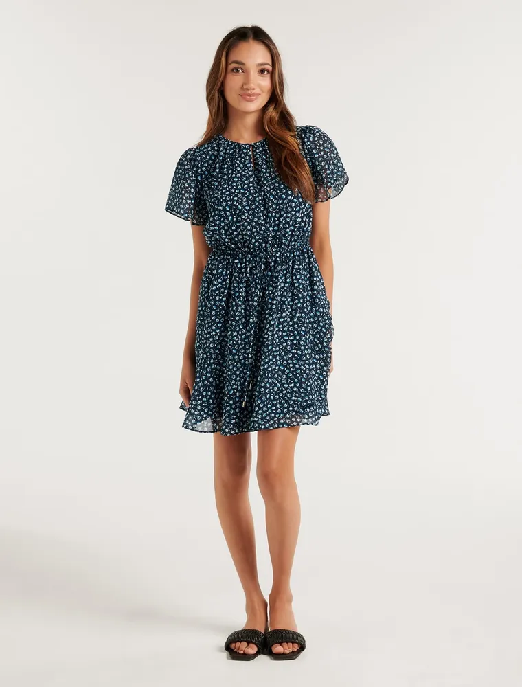 Nahla Petite Flutter-Sleeve Mini Dress