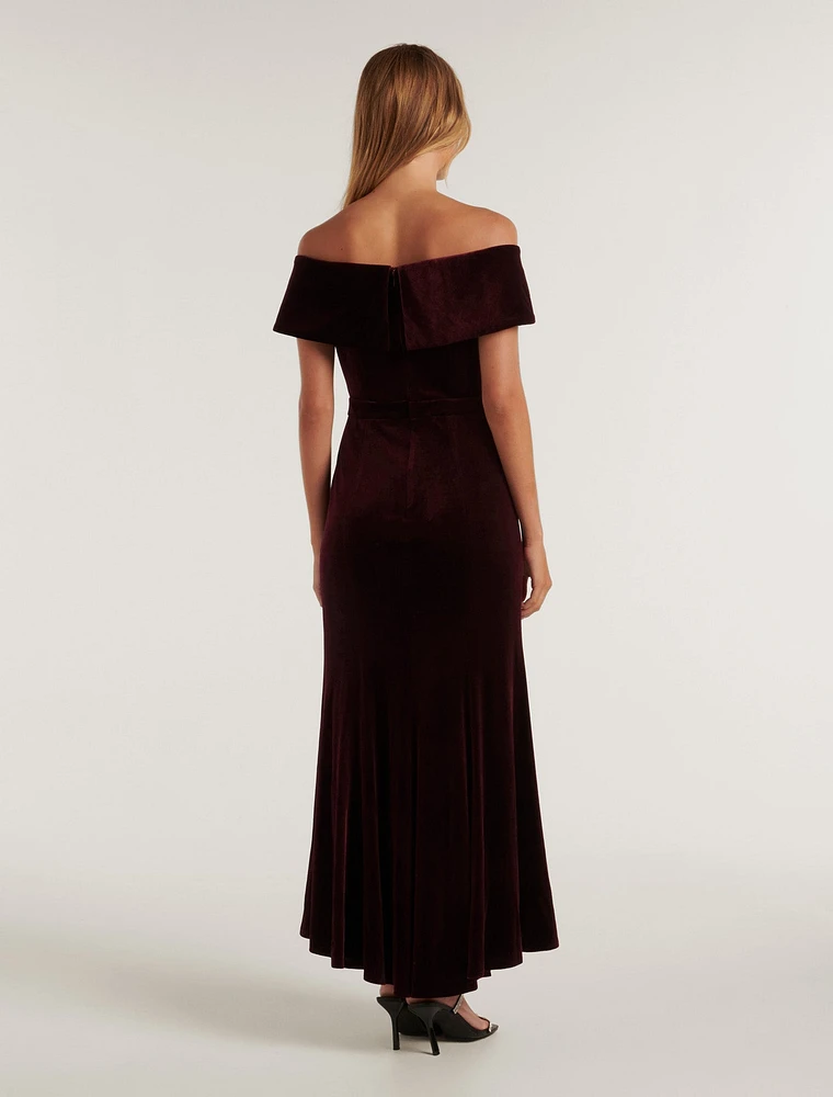 Renesmee Off-Shoulder Velvet Gown Dark Red - 0 to 12 Women's Occasion Dresses