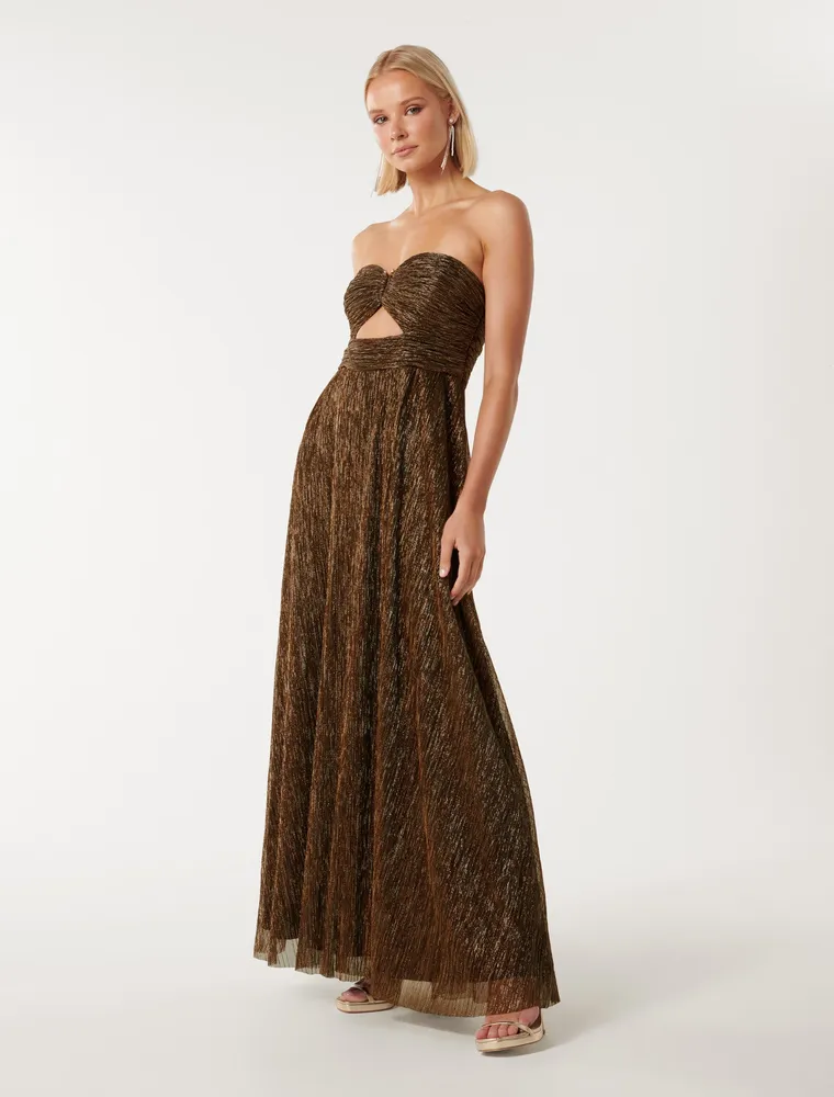 Andy Strapless Plisse Maxi Dress