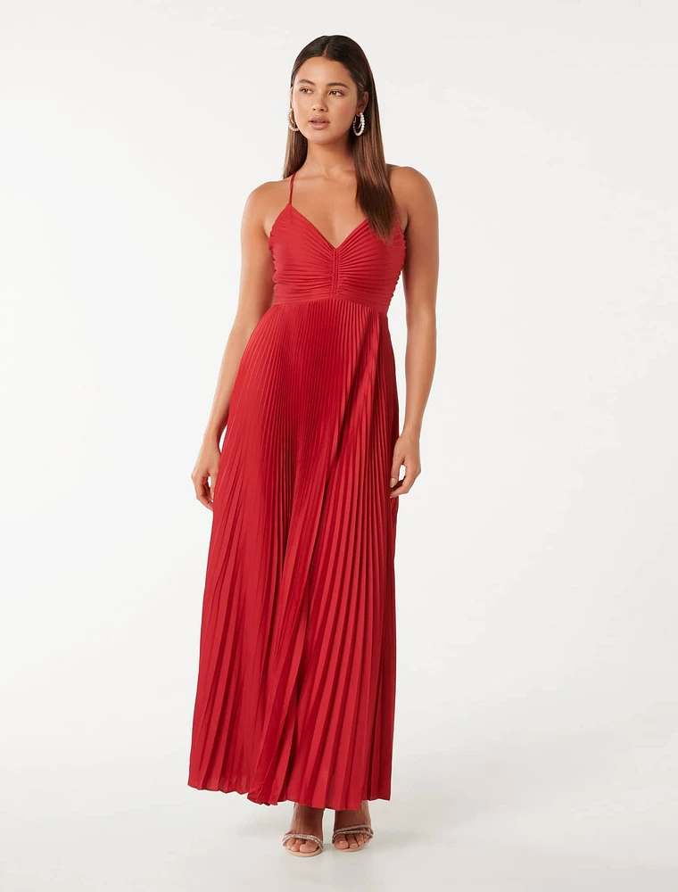 Geri Tie Back Pleated Midi