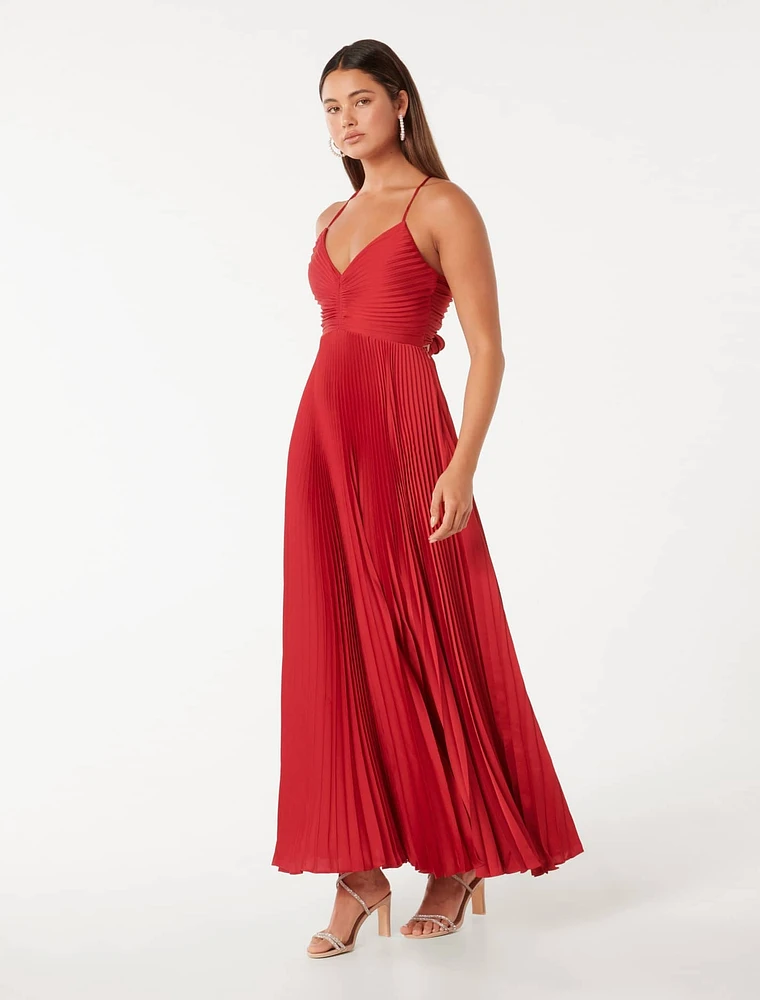 Geri Tie Back Pleated Midi