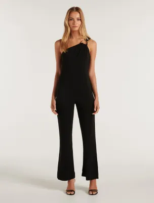 Rosanne One-Shoulder Ring Jumpsuit in Black - Size 0 to 12 - Women's Jumpsuits