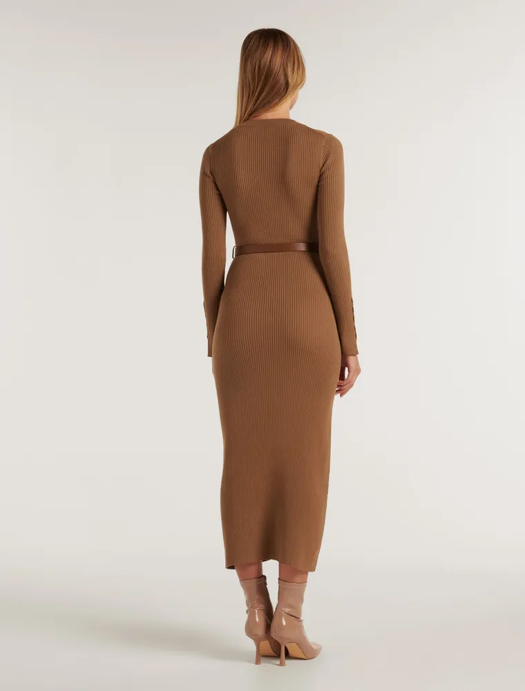 Hannah Belted Midi Knit Dress