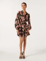 Joanna Petite Essence Mini Dress in Floral Print - 0 to 12 - Women's Petite Mini Dresses