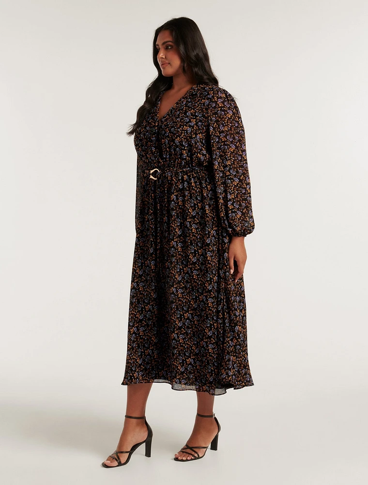 Nicoletta Curve Wrap-Front Midi Dress