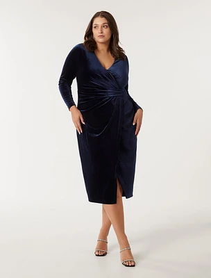 Julianne Curve Wrap Velvet Midi Dress