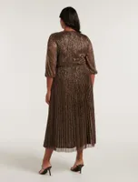 Myra Curve Plisse Twist Midi Dress Bronze/Brown - 12 to 20 Women's Plus Occasion Dresses