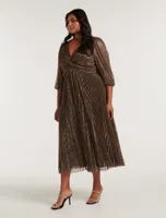 Myra Curve Plisse Twist Midi Dress Bronze/Brown - 12 to 20 Women's Plus Occasion Dresses