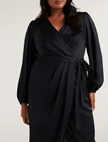 Leia Curve Wrap Satin Midi Dress