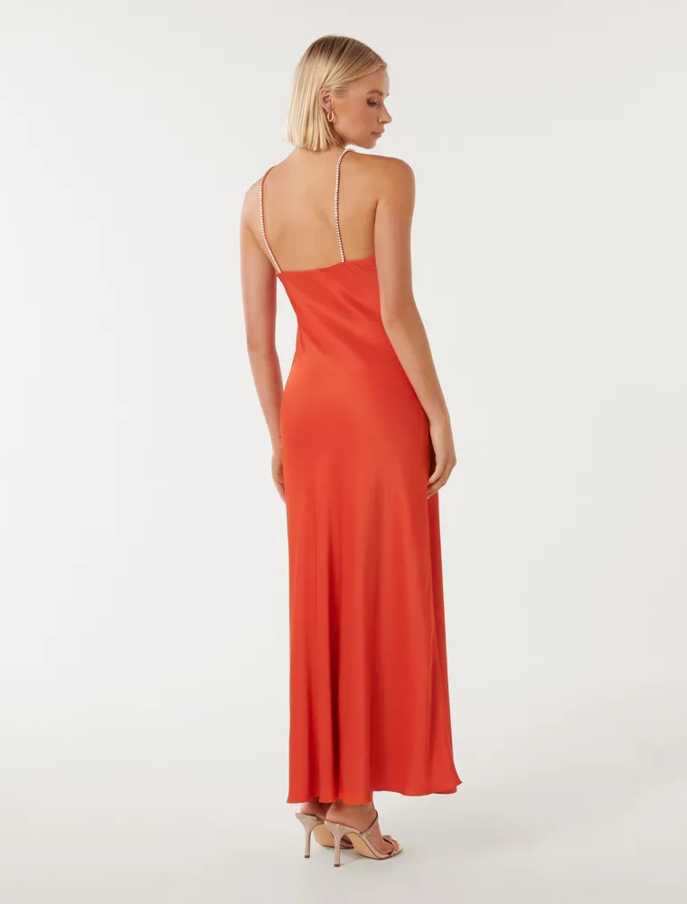 Fletcher Teardrop Satin Gown Red - 0 to 12 Women's Event Dresses