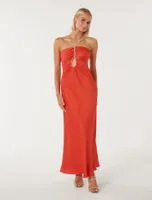 Fletcher Teardrop Satin Gown Red - 0 to 12 Women's Event Dresses