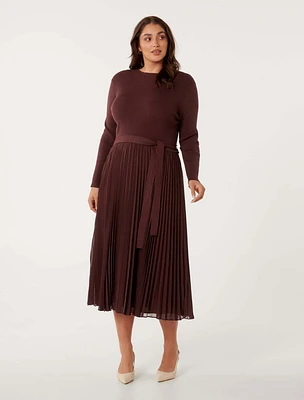 Penelope Curve Mixed-Knit Dress